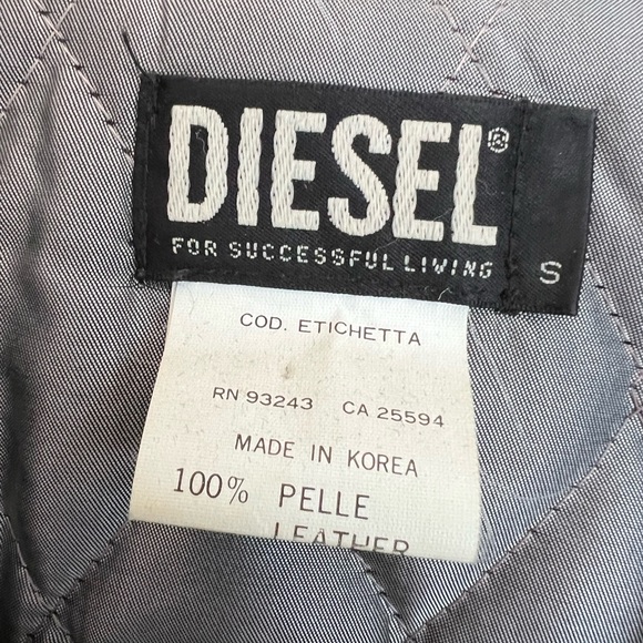 DIESEL Fab Y2K Leather Jacket Buttons Quilted Lining Vintage Size Small - Picture 11 of 14